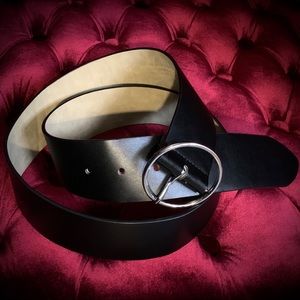 Matte Black Pleather Belt w Hoop Buckle